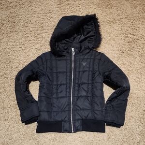 Guess Girls Black Puffer Jacket with Removable Hood SIZE M(8/10)